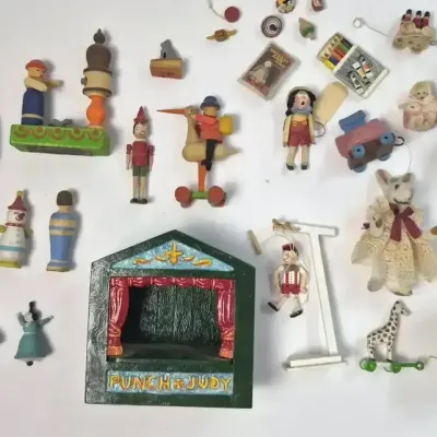 Miniature Toy Collection: Punch & Judy Theatre, Artisan Pull Toys & Dolls - Lot 1
