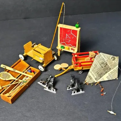 Bill & Leona Boxcar, J. Gans Signed Wagon & More Toy Dollhouse Miniatures 