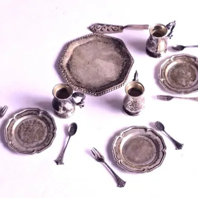 Sterling Silver Obediah Fisher, Pete Aquisto & More Table Setting Dollhouse Miniatures - Lot 11