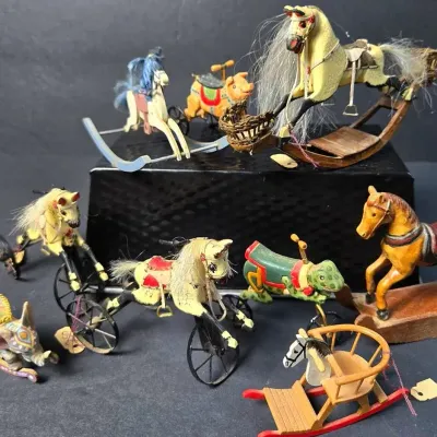 Artisan Tom Fulton, Jays Craft & More Rocking Horse & Velocipede Toy Dollhouse Miniatures