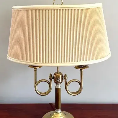 Vintage Brass Bouillotte Two Armed Lamp