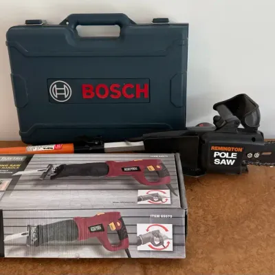 Power Tools (3) With Pole Saw, Reciprocating Saw & Bosch Drill