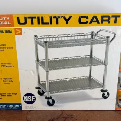 Commercial NSF Stainless Steel Rolling Utility Cart, New In Box