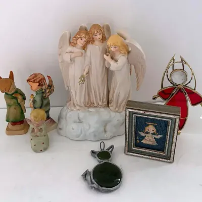 Vintage Goebel Angel Figurines With Schmid Porcelain Music Box, +