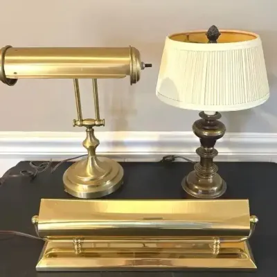 Vintage Brass Desk Lamps With Two Light Art Or Wall Lamp 