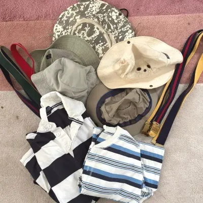Vintage Men’s Sportswear And Polo Shirts , Land’s End, Cabelas, Orvis With Bucket Hats And Belts