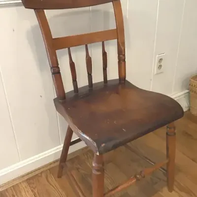 19th Century Early America Maple Plank Chair