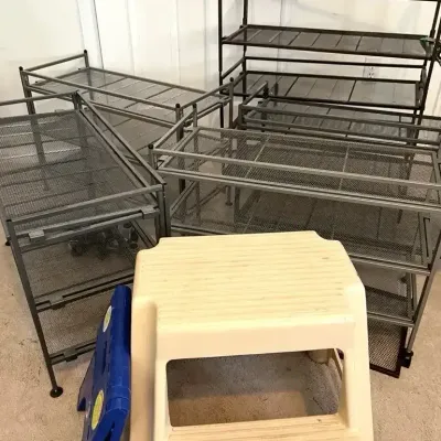 Wire Shelving, Movers Dollys, Stepstools