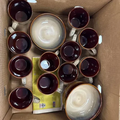 Sango Nova Brown Set of Bowls And Coffee Mugs 11 Mugs / 6 Bowls 