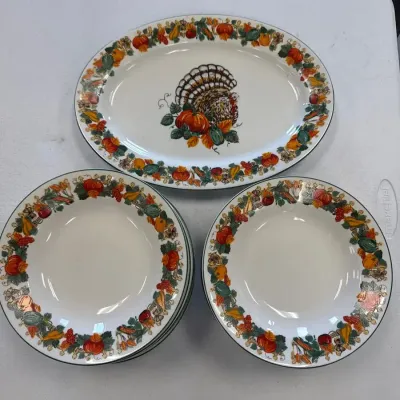 American Atelier Thanksgiving Platter And Plates  
