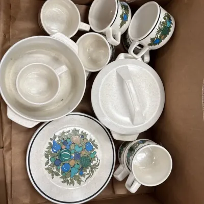 Temper-ware By Lenox Fall Bounty Set Of Cups And 2 Bowls , Bread Plates 