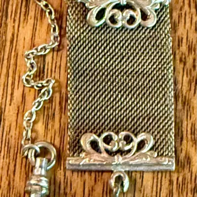 Antique Pocket Watch Fob Victorian Gold Filled Mesh Band Chain