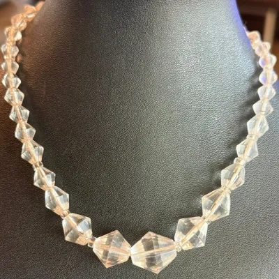 Antique Crystal Faceted Bead 15 Inch Necklace (as Is)
