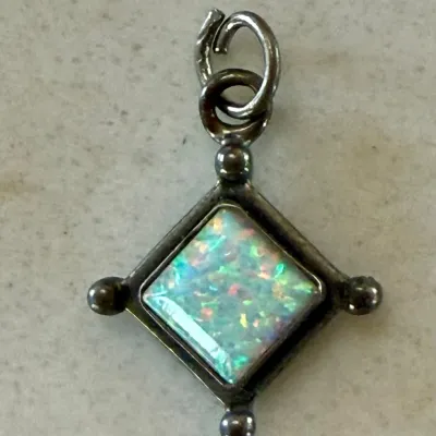 
Sterling Silver & Opal Small Pendant - 3/4 Inch