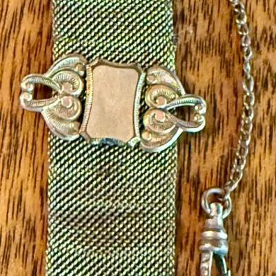 
Antique Pocket Watch Fob Victorian Gold Filled Mesh Band Chain