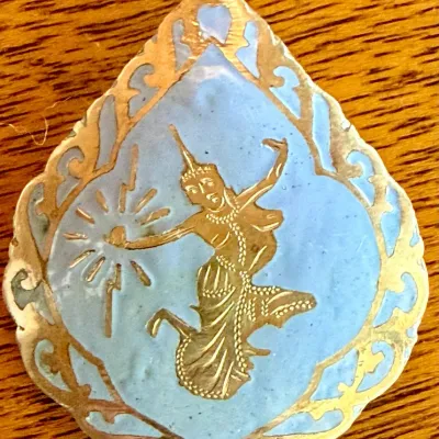 Vintage Siam Silver & Blue Enamel Pin Brooch