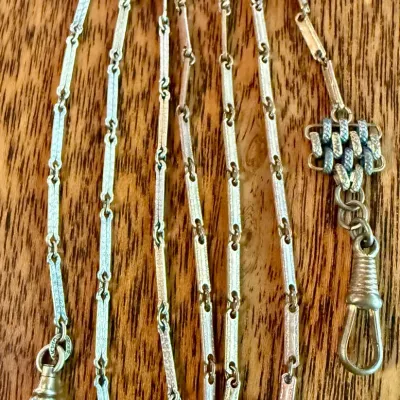 (2) Gold Filled Watch Fob Chains - 13 & 17 Inches Long