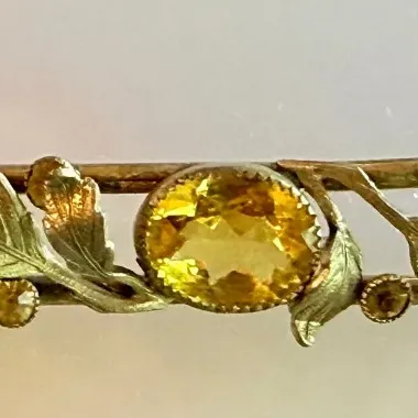Vintage Art Nouveau Czech Glass 4" Collar Pin