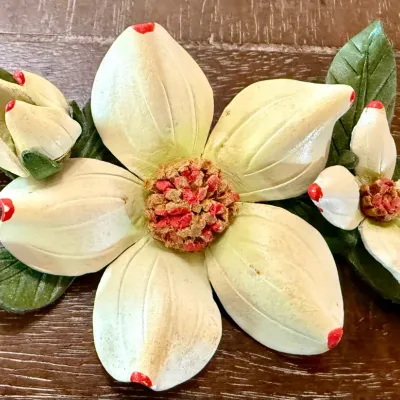 Vintage Leather Dogwood Flower Leather Brooch Canada