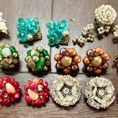 Vintage Bead Snd Enamel Earrings - Sarah Coventry - Germany - Japan