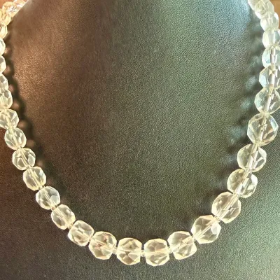 
Antique Cut Rock Crystal Bead 18 Inch Necklace (as Is)