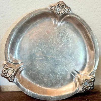 Gorgeous Large 684.88 Grams Sterling Silver 11 Inch Tray Royal Danish H-181-3