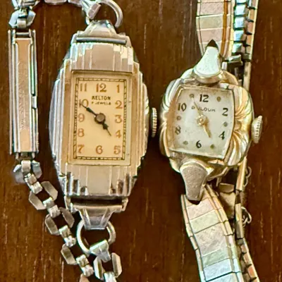 
(2) Ladies Antique Wrist Watches Rolled Gold Bulova And Kelton 7 Jewel