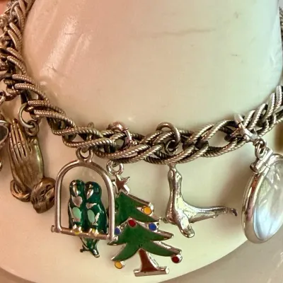 Vintage Sterling Silver 6.75 Inch Charm Bracelet - Weight 38.73 Grams