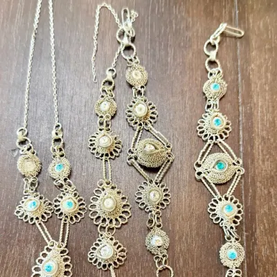 
Antique Etruscan Wire Wrap Bracelet & Necklace (as Is)
