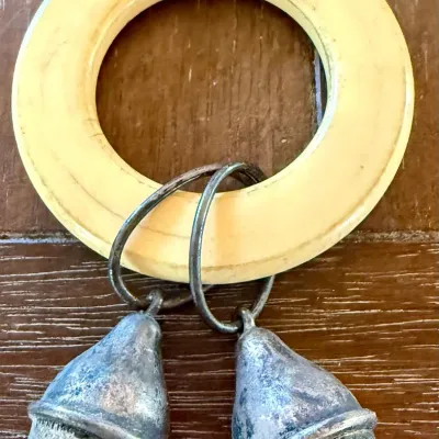 
Antique Celluloid And Sterling Silver Baby Rattle