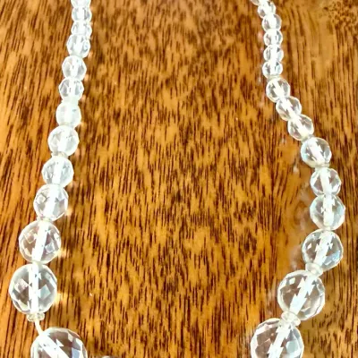 Antique Art Deco Rock Crystal Cut Graduated Bead Necklace (as Is)