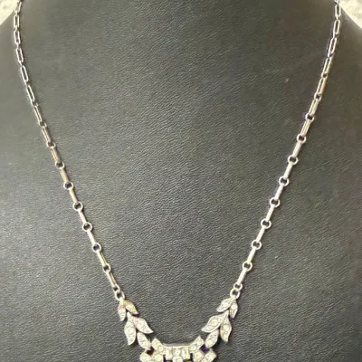 Vintage Crown Trifari Art Deco Style Rhinestone Necklace