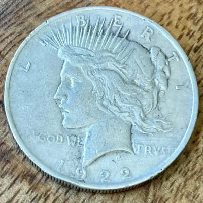 1922 Silver Liberty Peace Dollar Coin - 90 Percent Silver