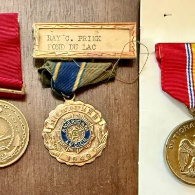 
(3) Vintage Military Medallion Awards - Navy - American Legion - National Defense