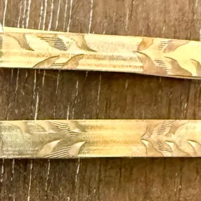 (2) Victorian Etched Gold Top Lingerie Pins