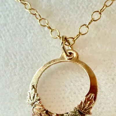 Vintage Rushmore Black Hills Gold 14k Gold Filled Necklace & Chain In Original Box