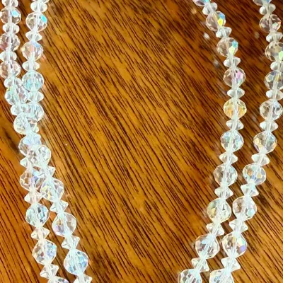 
Double Strand Aurora Borealis Faceted Crystal Bead 14 Inch Necklace