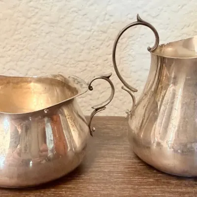 Antique Sterling Silver Quaker Silver Co Creamer & Sugar 221.83 Grams