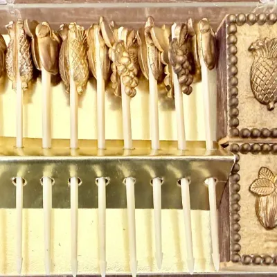 Mid Century Modem Gold Embossed Drink Pics And Match Boxes