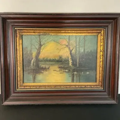 Marsh Painting In Wooden Frame