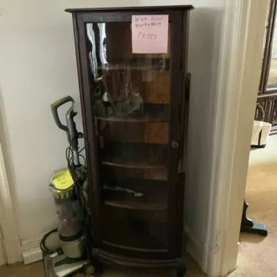 Vintage Curved Glass Display Cabinet Curio Cabinet