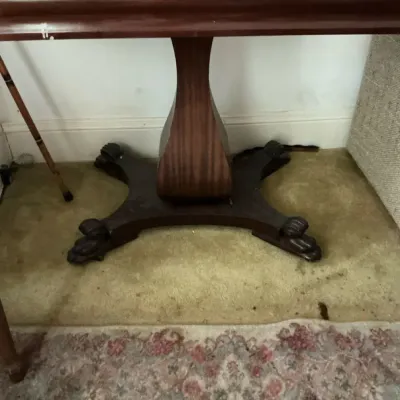 Vintage Mahogany, Pedestal Game Table With Carved Paw Feet