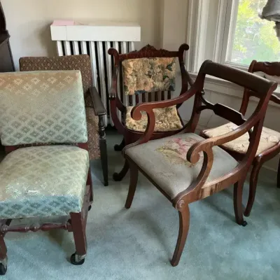 Lot Of 5 Wooden/Upholstered Chairs In Need Of TLC!