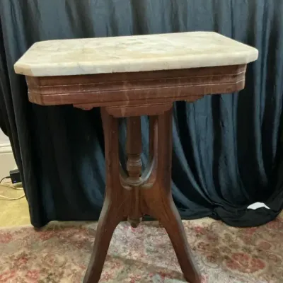 Wooden and Marble Slab Top Table 
