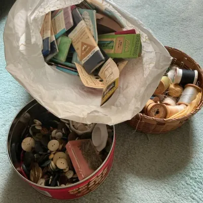 Mystery Lot Sewing Materials And Buttons