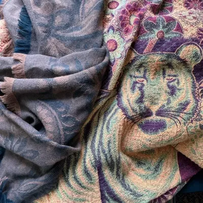 Colorful Tiger Blanket And Patterned Scarf
