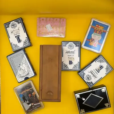 Dominoes In Wooden Box And Playing Cards