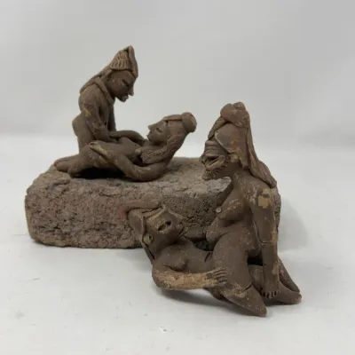 Two Mayan Symbolic Union Terracotta Sculptures