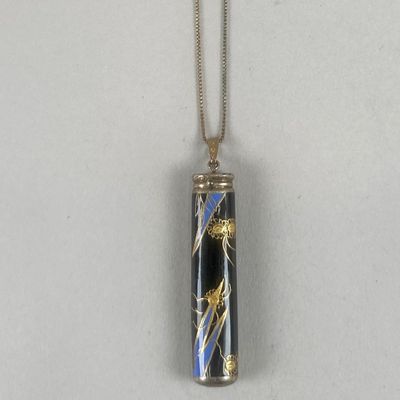 Vintage Sterling Silver Enamel Compartment Pendant Necklace