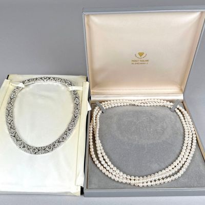 Ciner Diamante Necklace & Thai Pearl Necklace